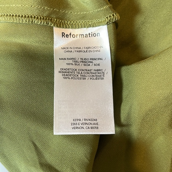 Reformation Malorie Silk Leaf Green Thigh Tie Maxi Dress Size 12 - Picture 12 of 12